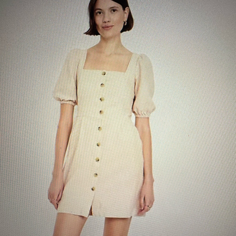 Elegant Cream Button-Down Dress